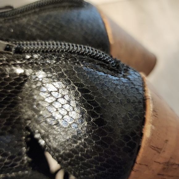 Black Brash Cork Heel Sandles Size 9 - Picture 5 of 6